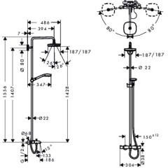 Душевой гарнитур Hansgrohe Croma Select E 180 2jet 27352400