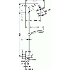 Душевая система Hansgrohe Croma 100 Showerpipe Reno 27139000