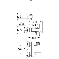 Смеситель для ванны Grohe Eurocube 23141000