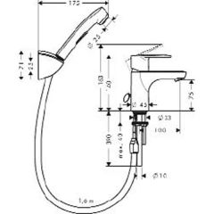 Смеситель Hansgrohe Metris E 31170000 с гигиеническим душем