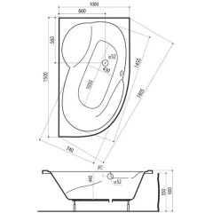 Ванна акриловая Ruben Design Beta 150 R
