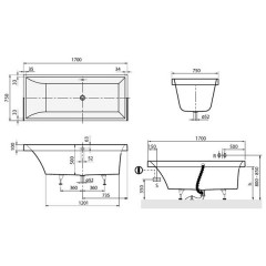 Ванна акриловая Villeroy & Boch Squaro UBQ170SQR2V-01