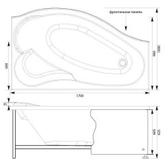 Ванна акриловая Aquanet Palma 170x90 R
