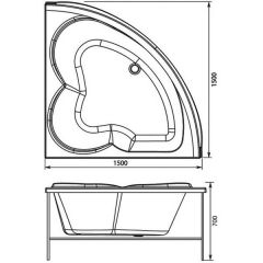 Ванна акриловая Aquanet Manila 150x150