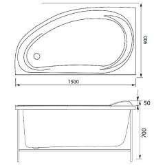 Ванна акриловая Aquanet Maldiva 150x90 L