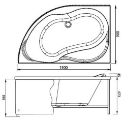 Ванна акриловая Aquanet Graciosa 150x90 R