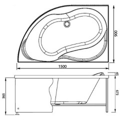 Ванна акриловая Aquanet Graciosa 150x90 L
