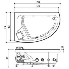 Ванна акриловая Jacuzzi Aquasoul Offset Top DX