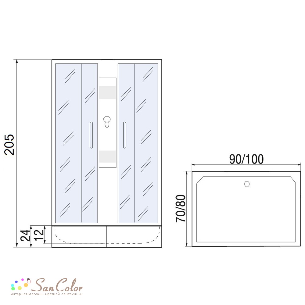 Душевая кабина River Quadro 90/70/24 МТ Б/К (артикул SC-118065) — цена ...