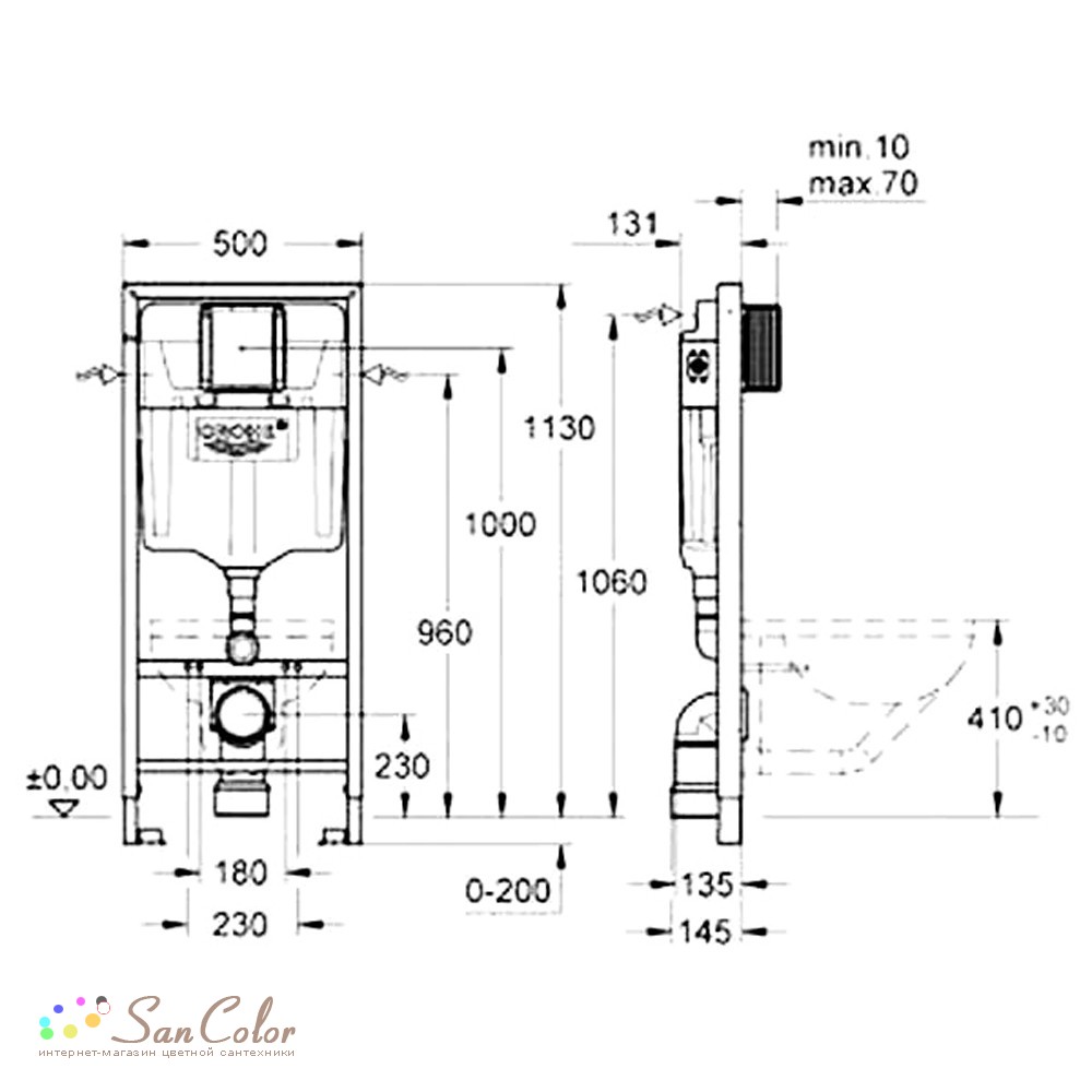 Инсталляция Grohe Rapid SL 38772001 + унитаз Cerutti 2615E безободковый ...