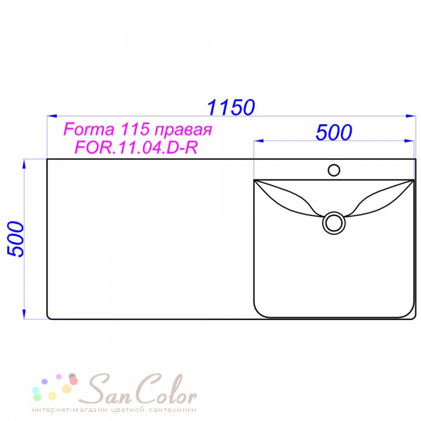 Раковина мебельная Aqwella Forma 115 FOR.11.04.D-R (артикул SC-143965 ...