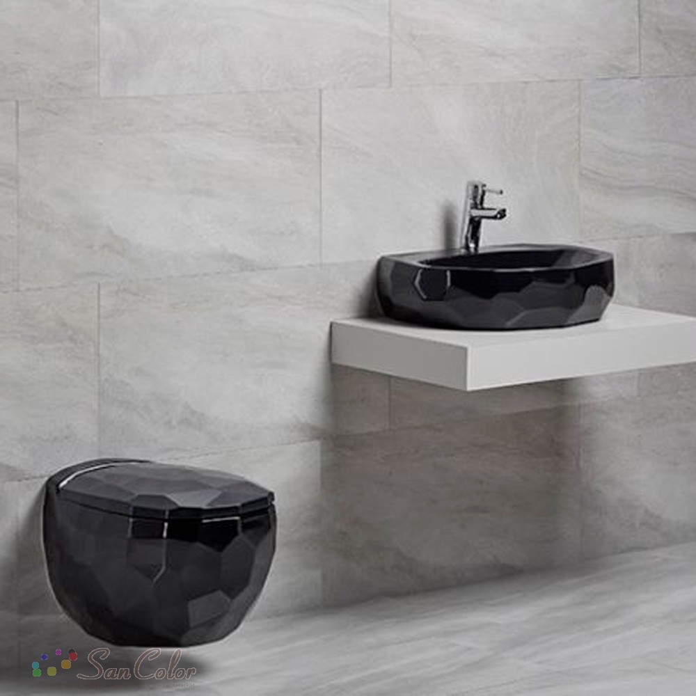 Унитаз подвесной beWash Bekinger 87303606 с функцией биде чёрный глянец ...