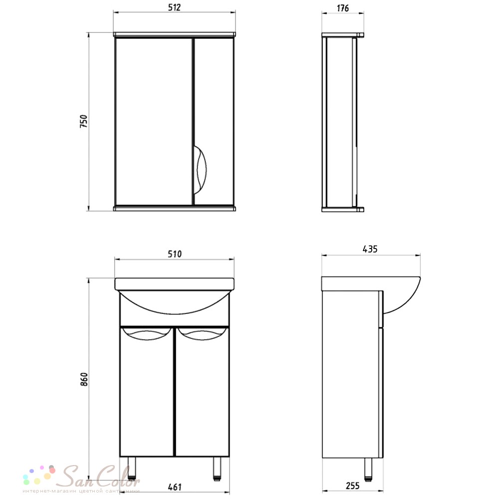 Тумба под раковину ASB-Mebel Мессина 50 (Santek) (артикул SC-162293 ...