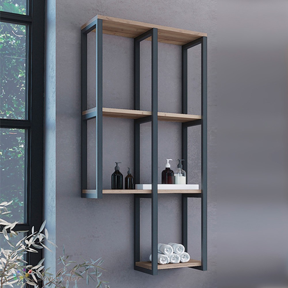 Стеллаж подвесной Comforty Порто 50 дуб дымчатый/графит (артикул SC ...