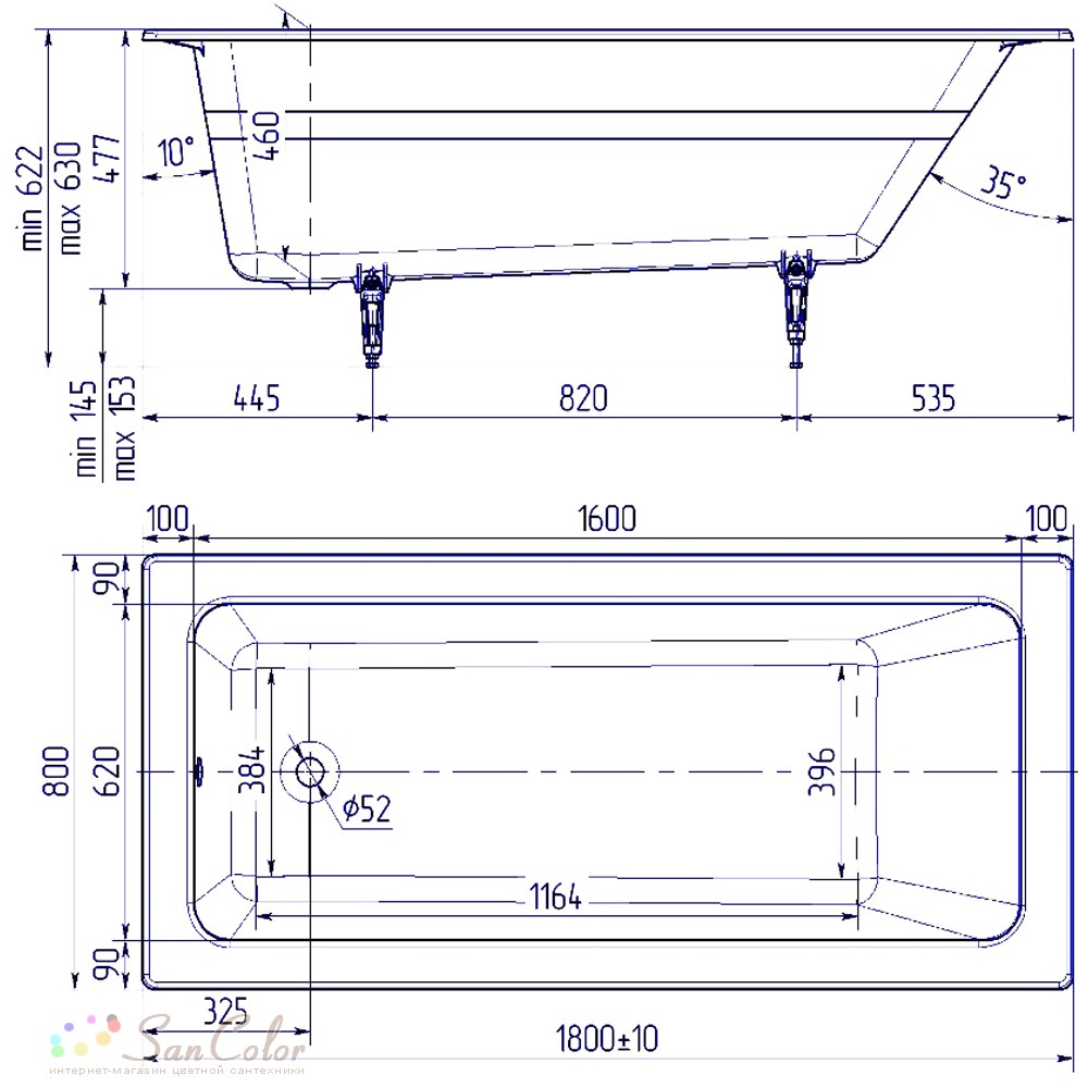 Ванна чугунная Delice France Parallel 180x80 с ручками DLR220506R-AS ...