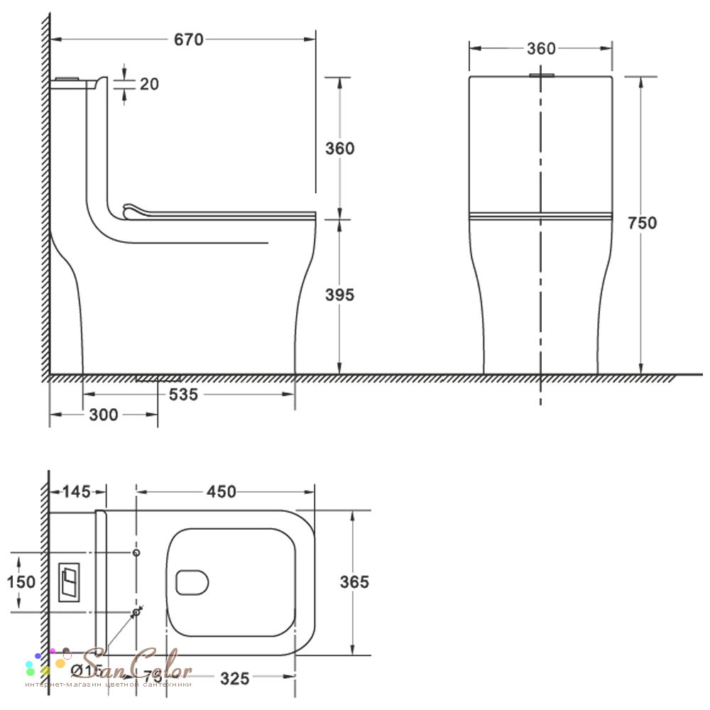 Унитаз WeltWasser Glanbach 001 GL-WT моноблок безободковый (артикул SC ...