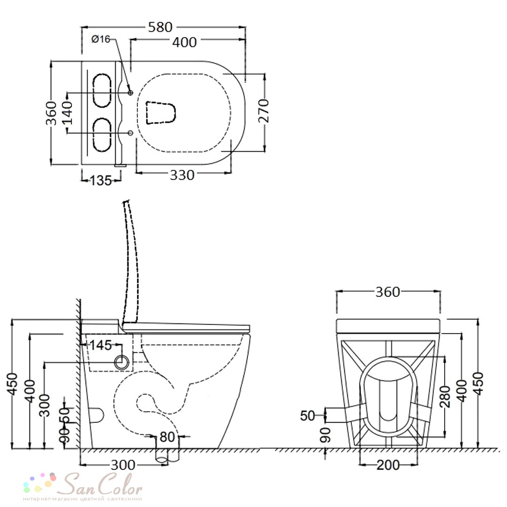 Унитаз приставной Cerutti Sella Pulse CT10198 с импульсным смывом ...