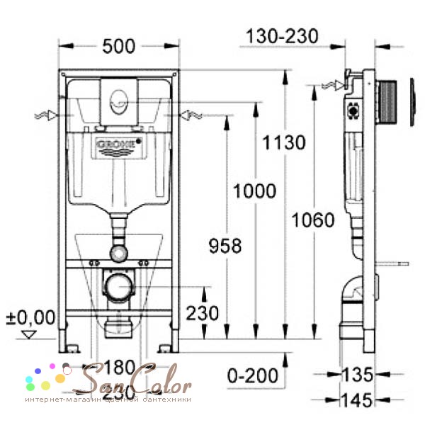 Инсталляция Grohe Rapid SL 38721001 для подвесного унитаза (артикул SC ...