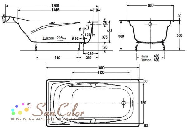 Ванна чугунная Jacob Delafon Super Repos (E2902) 180х90 (артикул SC ...