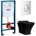 Инсталляция Grohe Rapid SL 38721001 + унитаз Cerutti 2615E matt black безободковый с сиденьем