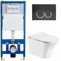 Инсталляция Cerutti CR555 + кнопка смыва CR05BK + унитаз Vettore Aria CT7190 безободковый с сиденьем