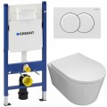 Инсталляция Geberit 111.154.11.1 + кнопка смыва Delta01 115.107.11.1 + унитаз Bloomix Ultra MD1204T/UF3 безободковый торнадо с сиденьем